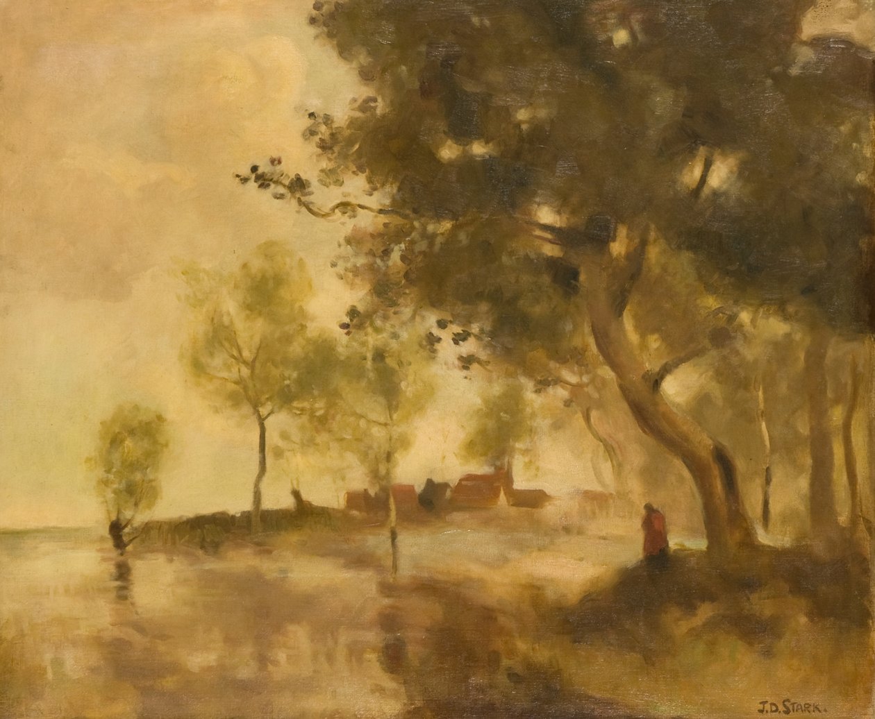 Landskab, ca. 1915 (olie på lærred) af James Duncan Stark