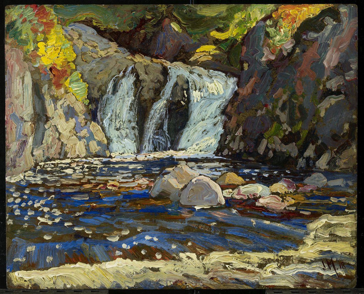 The Little Falls, 1918 (olie på komposit træ-pulpplade) af James Edward Hervey Macdonald
