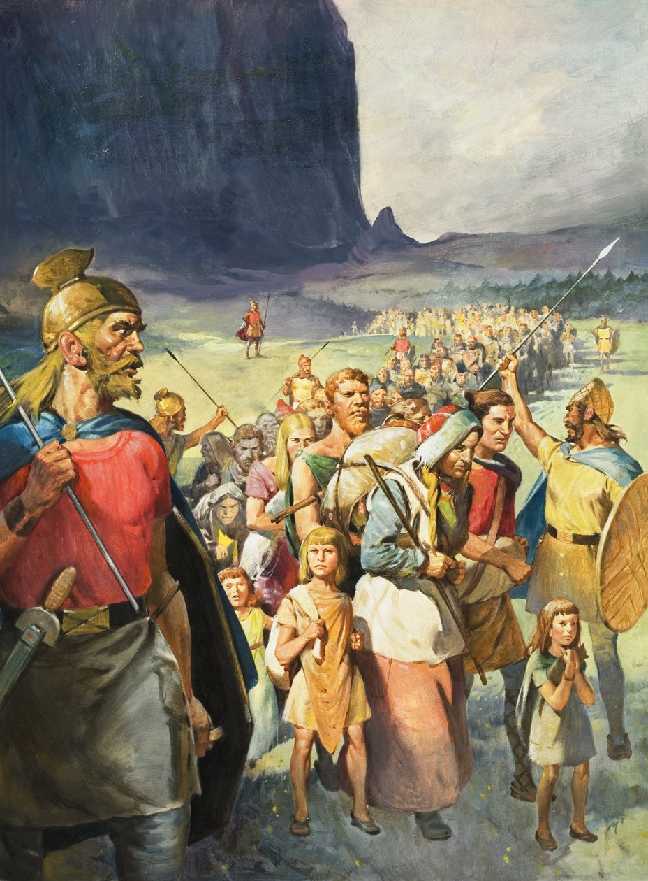 A Race of Warriors (gouache på papir) af James Edwin McConnell