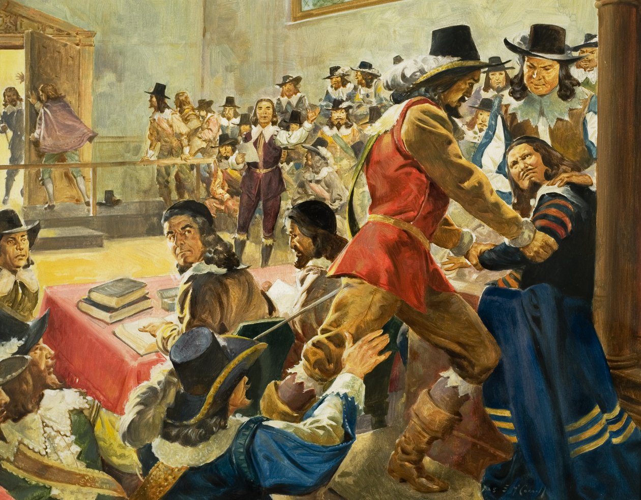 Arrestation af formand i Underhuset (gouache på papir0 af James Edwin McConnell