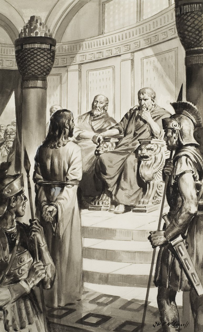 Kristus foran Pontius Pilatus (gouache på papir) af James Edwin McConnell