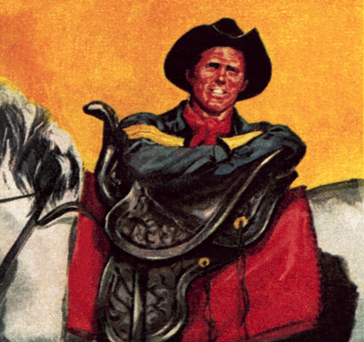 Cowboy med sin sadel af James Edwin McConnell