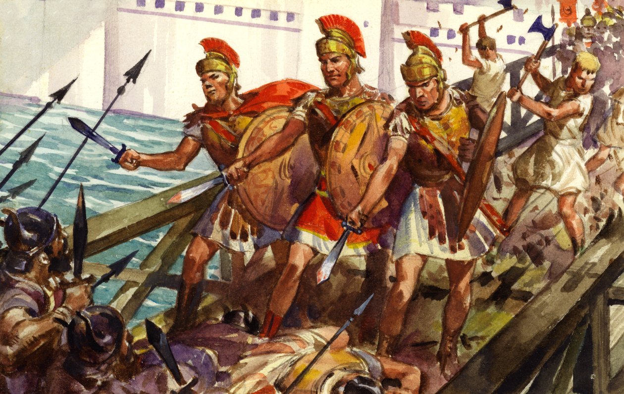 Horatius Cocles forsvarer Pons Sublicius (gouache på papir) af James Edwin McConnell