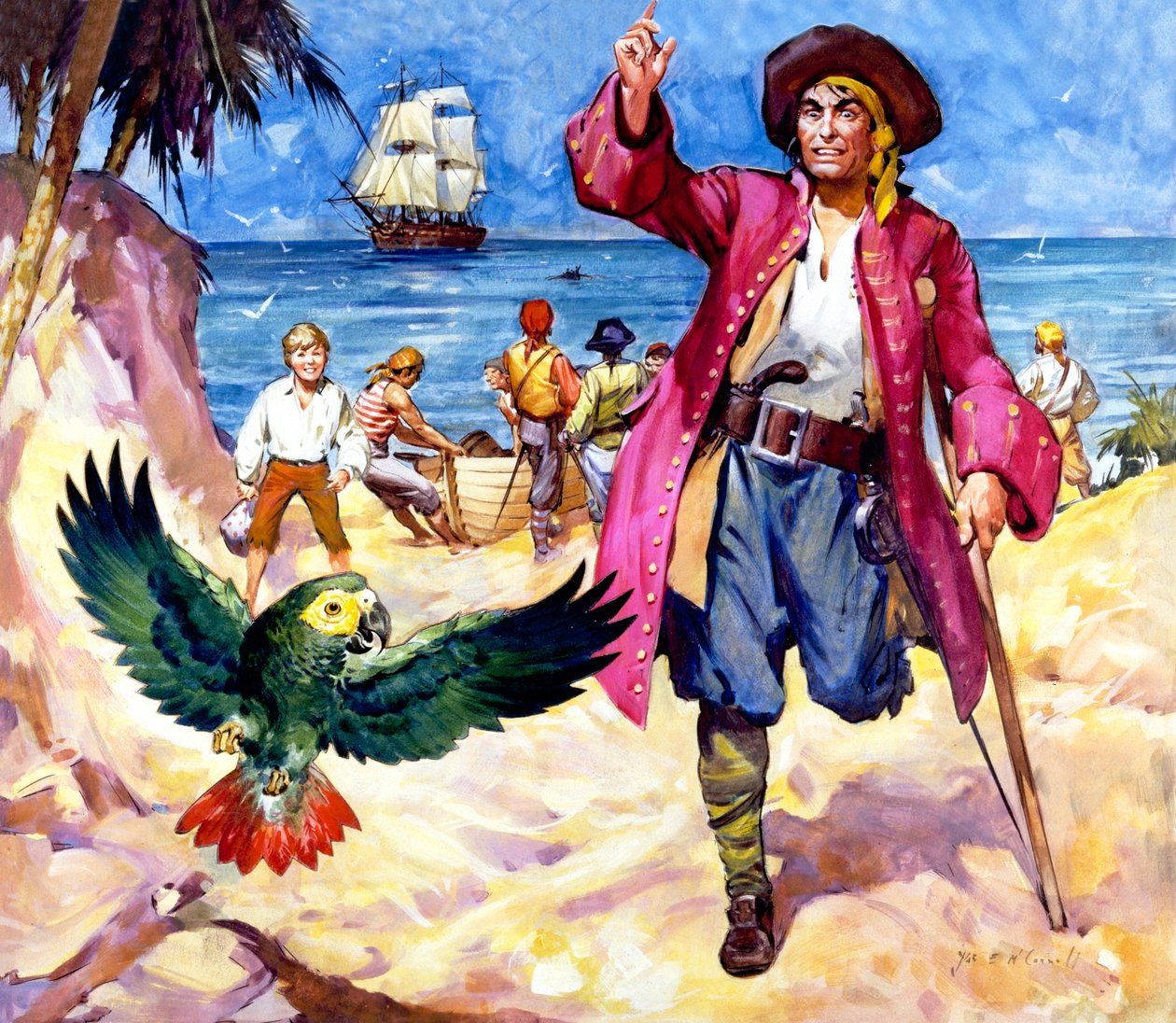 Long John Silver og hans papegøje af James Edwin McConnell