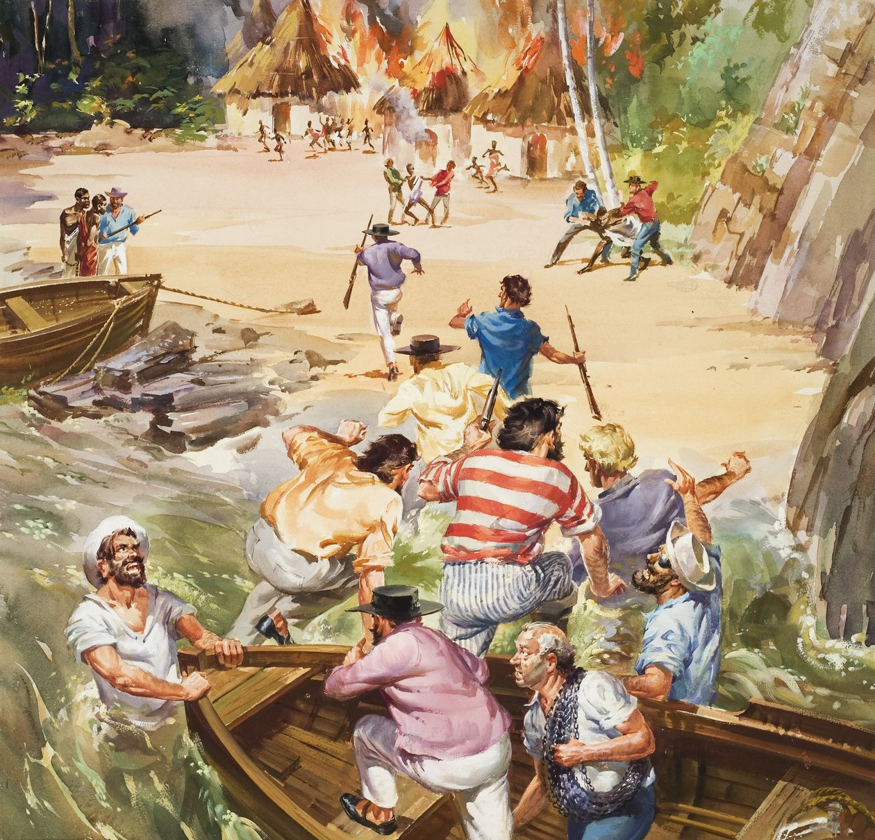 Slavehandel (gouache på papir) af James Edwin McConnell