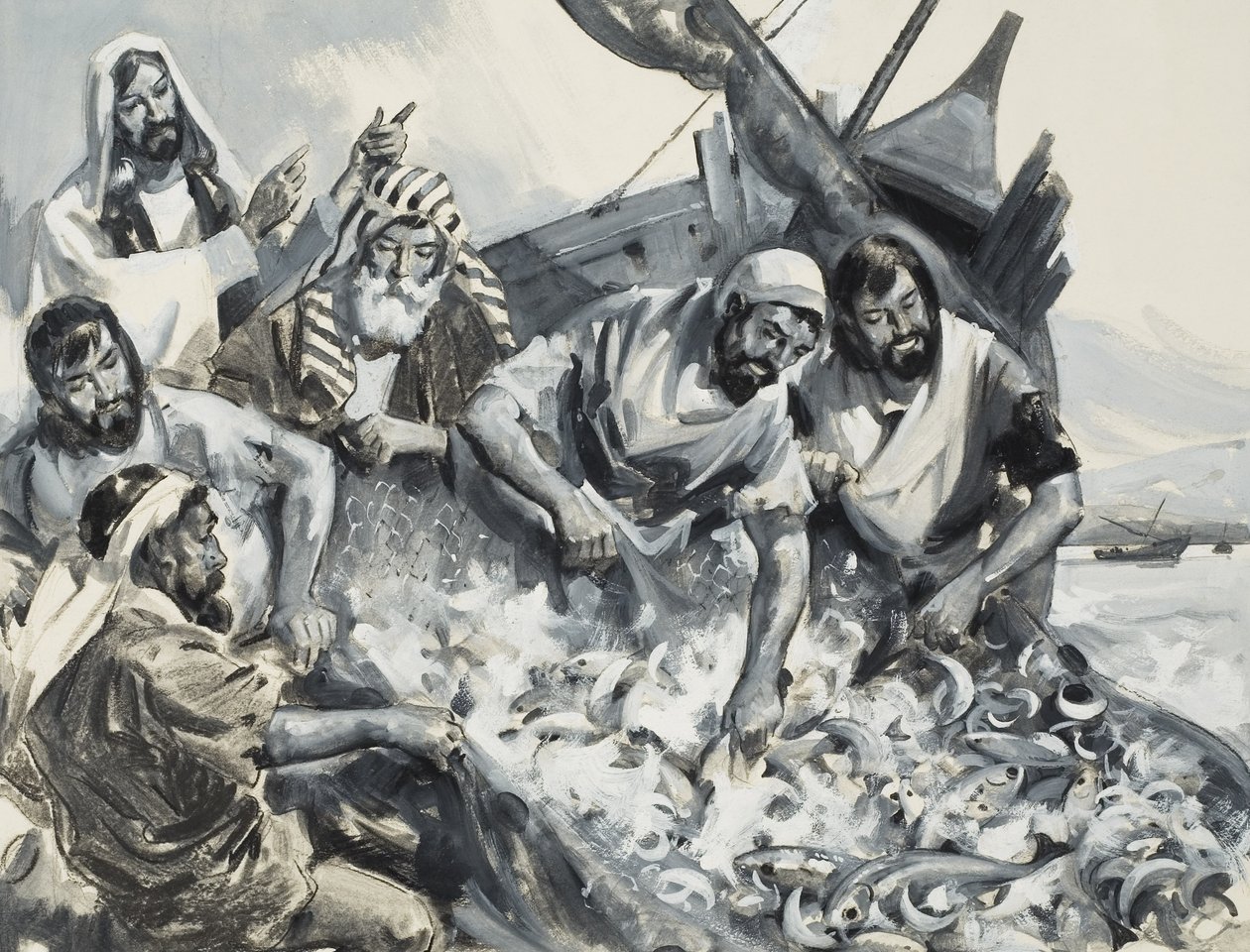 The Fishers of Men (gouache på papir) af James Edwin McConnell