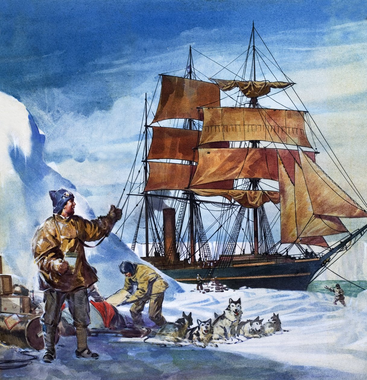 Terra Nova i Antarktis (gouache på papir) af James Edwin McConnell