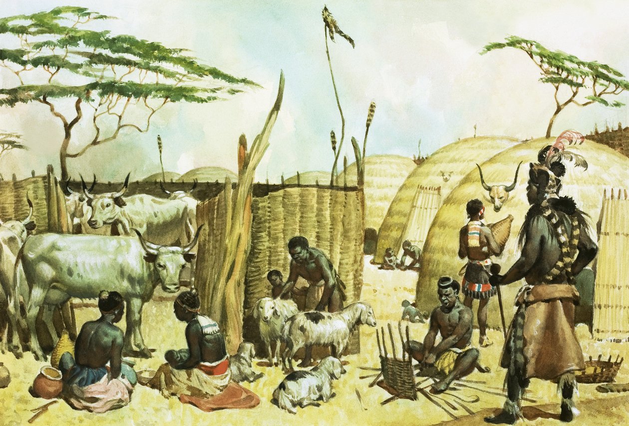 Zulu-landsby af James Edwin McConnell