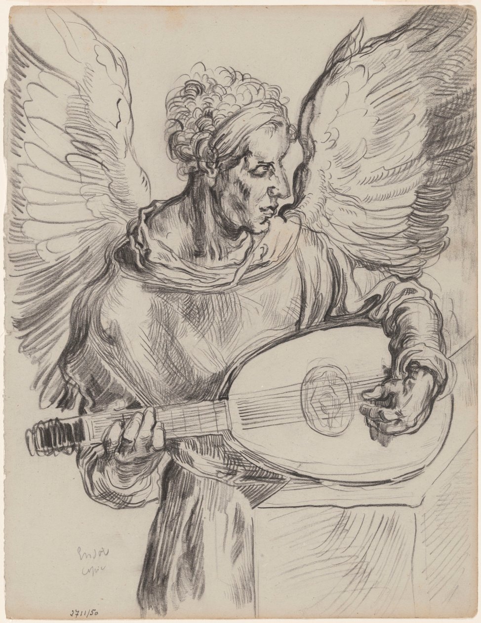 Efter Dürer: Seraf, der spiller på lut af James Ensor