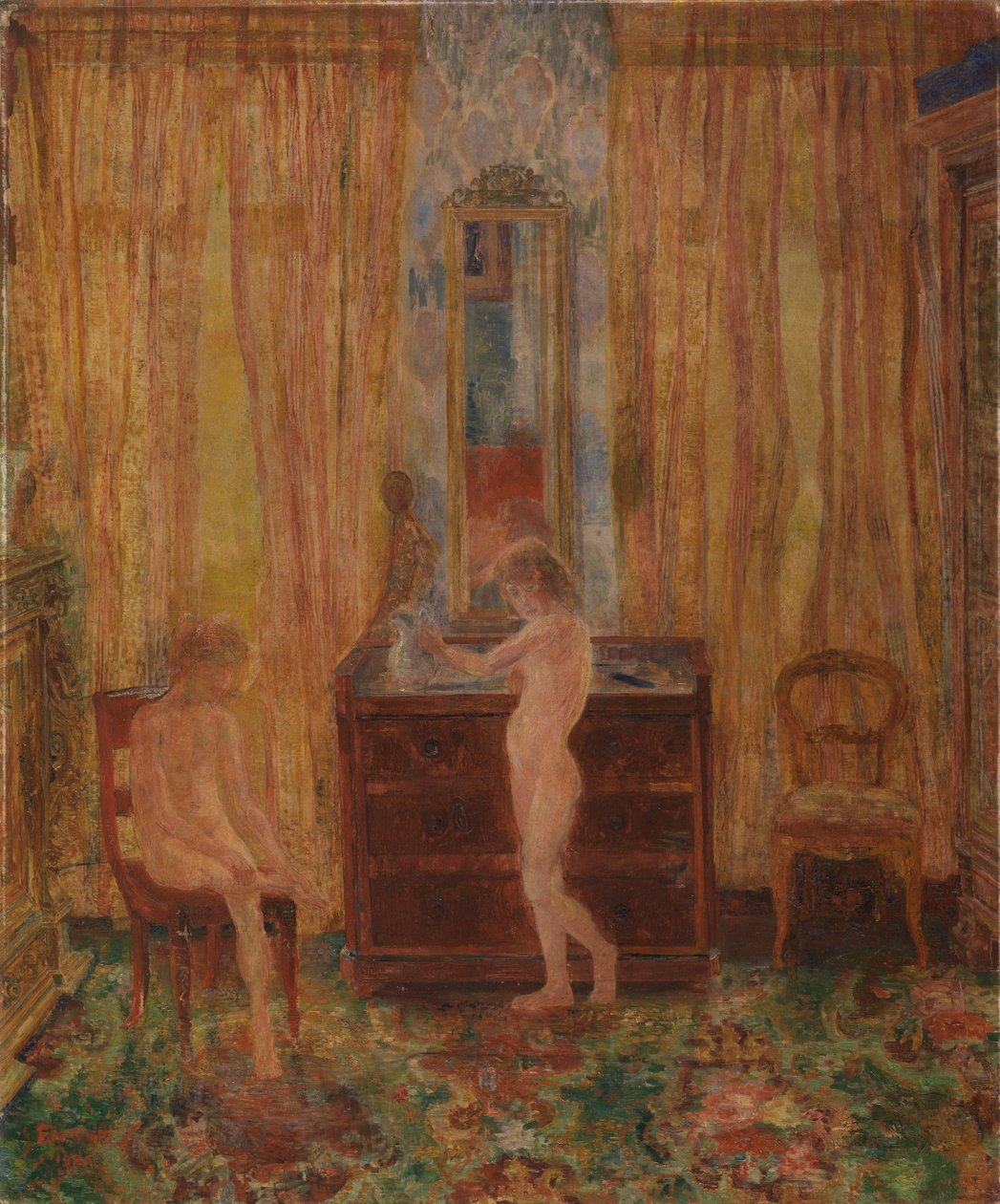 Børn ved deres morgentoilet (Børn dressing) 1886 (olie på lærred) af James Ensor