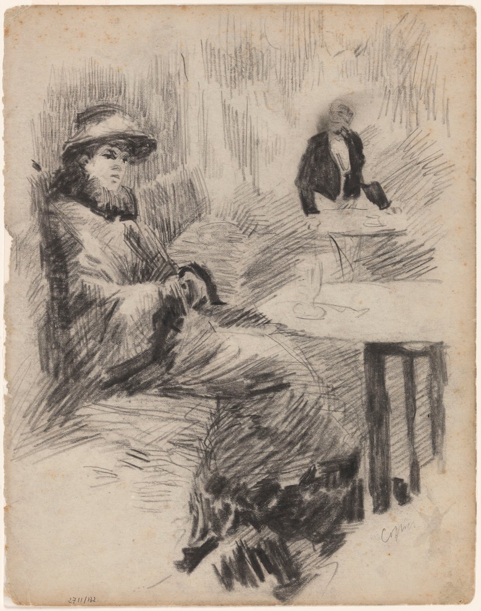 Kopi: Kvinde ved et bord på en café af James Ensor