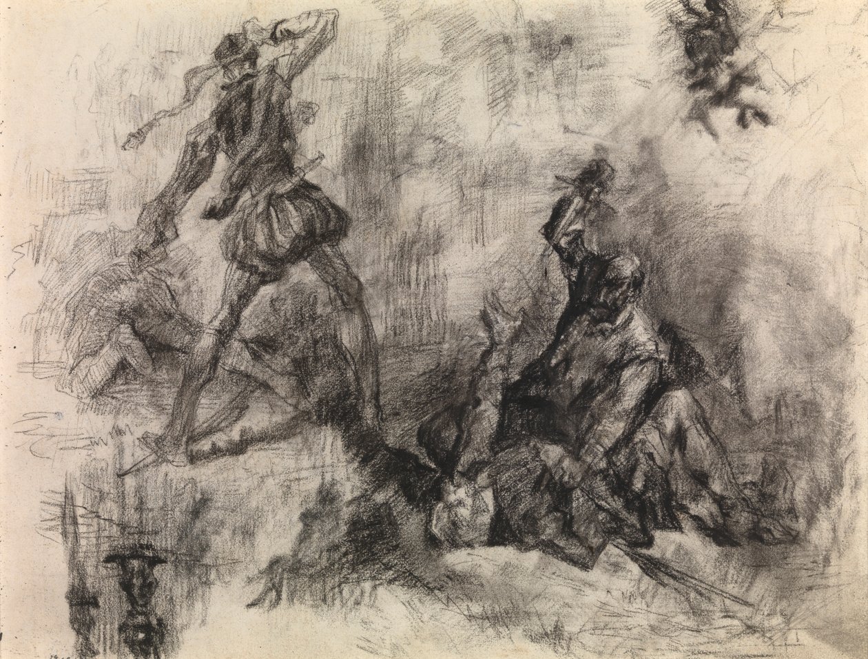 Don Quijote (kridt og sort kridt på papir) af James Ensor