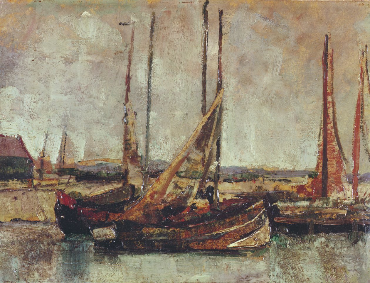 Fiskerbåde (olie på kort om bord) af James Ensor