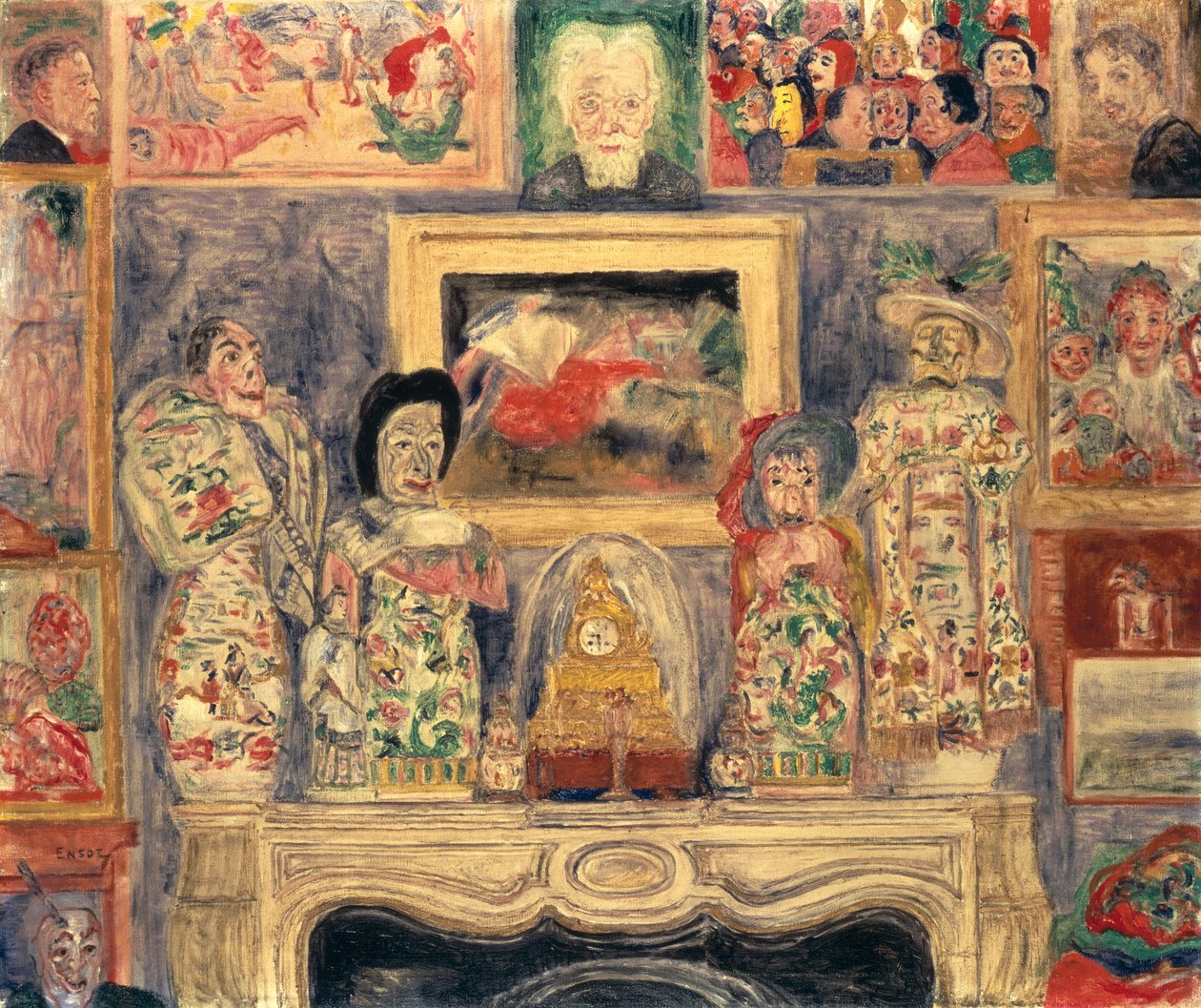 Interiør med tre portrætter af James Ensor