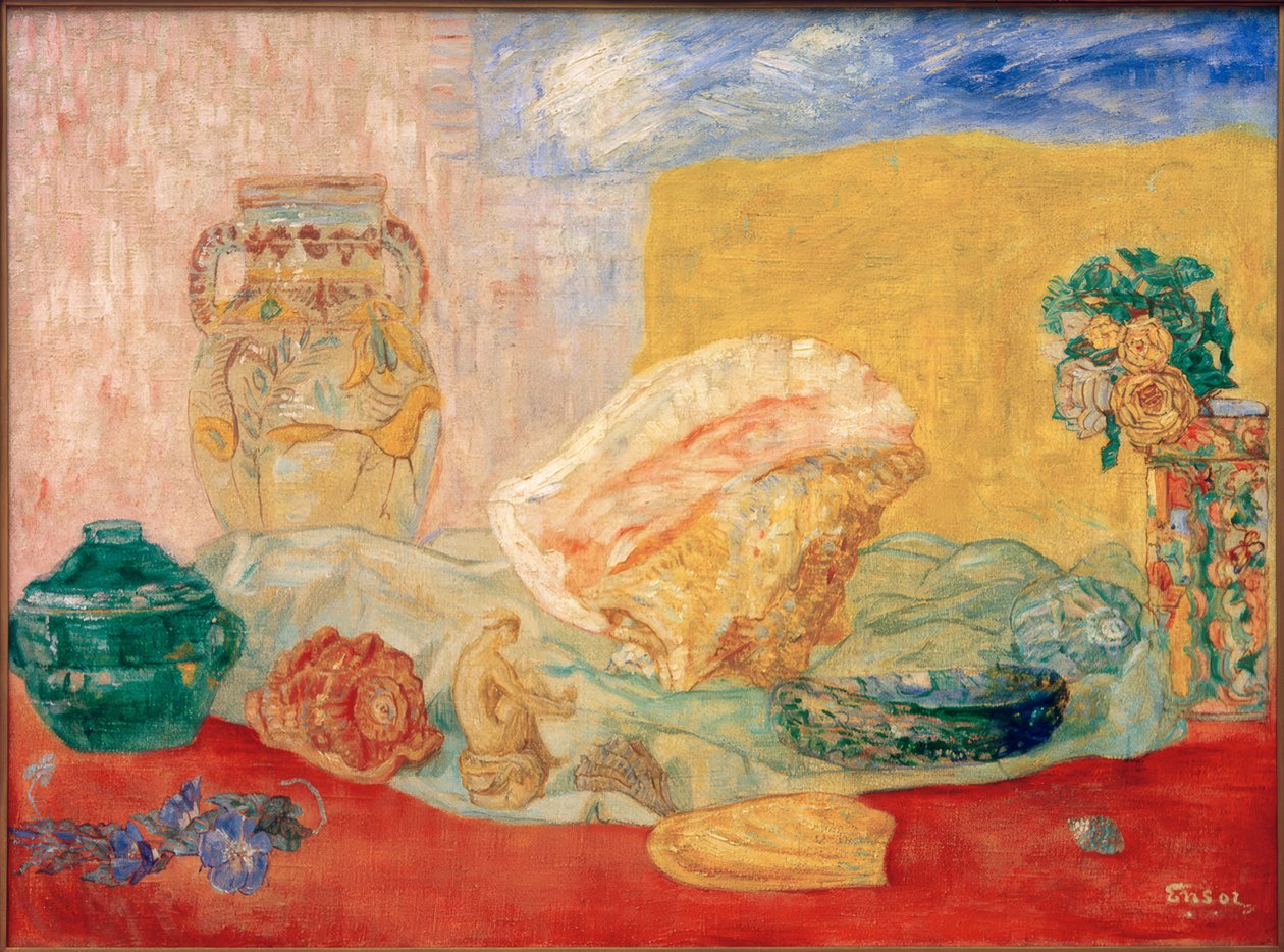 Muslingeskaller, roser og vaser af James Sidney Ensor