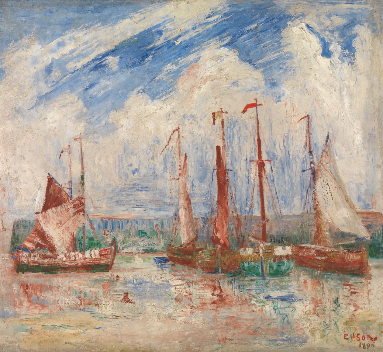 Oostende Havn, ca. 1900-04 (olie på lærred) af James Ensor