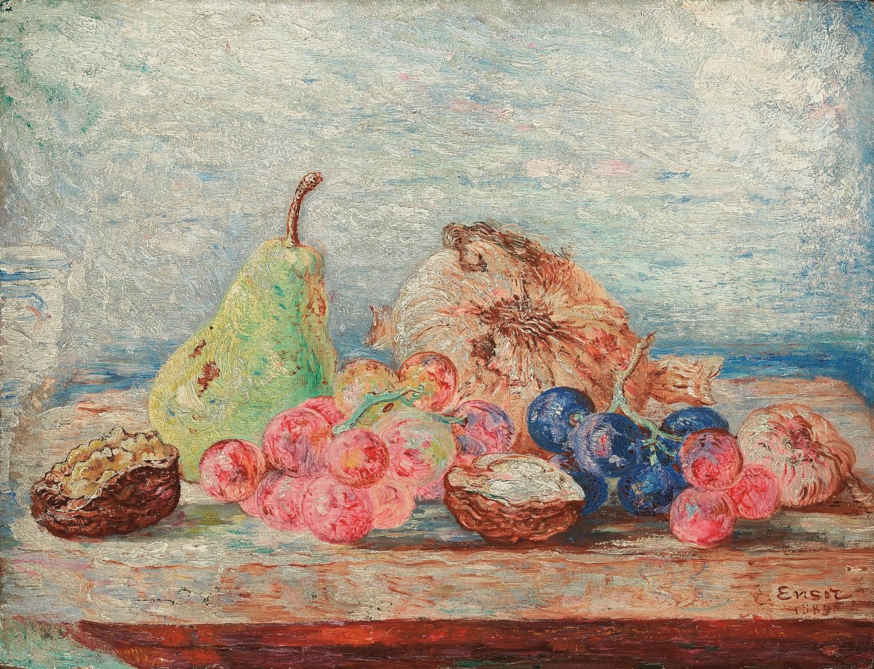 Pærer, druer, nødder; Poires, rosiner, noix af James Ensor