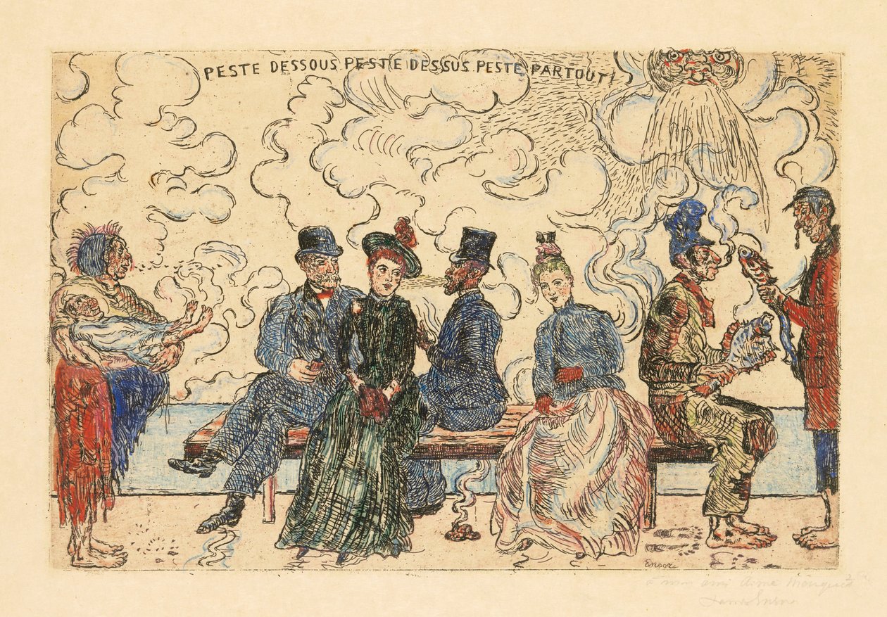 Pest under, Pest over, Pest overalt (Forurening under, Forurening over, Forurening overalt) af James Ensor