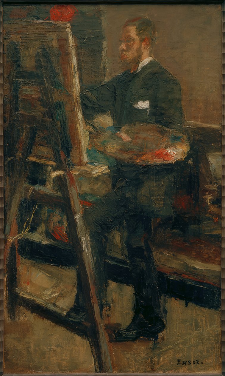 Portræt af Willy Finch ved staffeliet af James Sidney Ensor