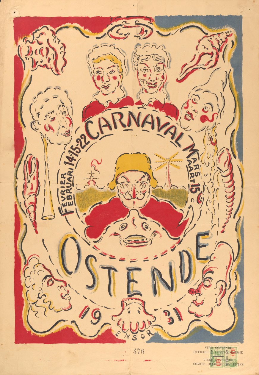 Plakat für den Karneval in Ostende af James Ensor