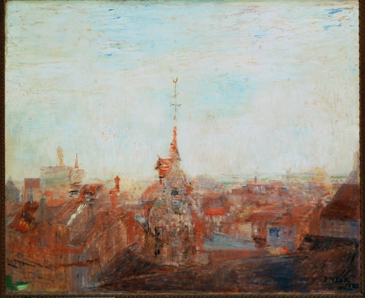 Tage i Ostende (olie på karton) af James Ensor