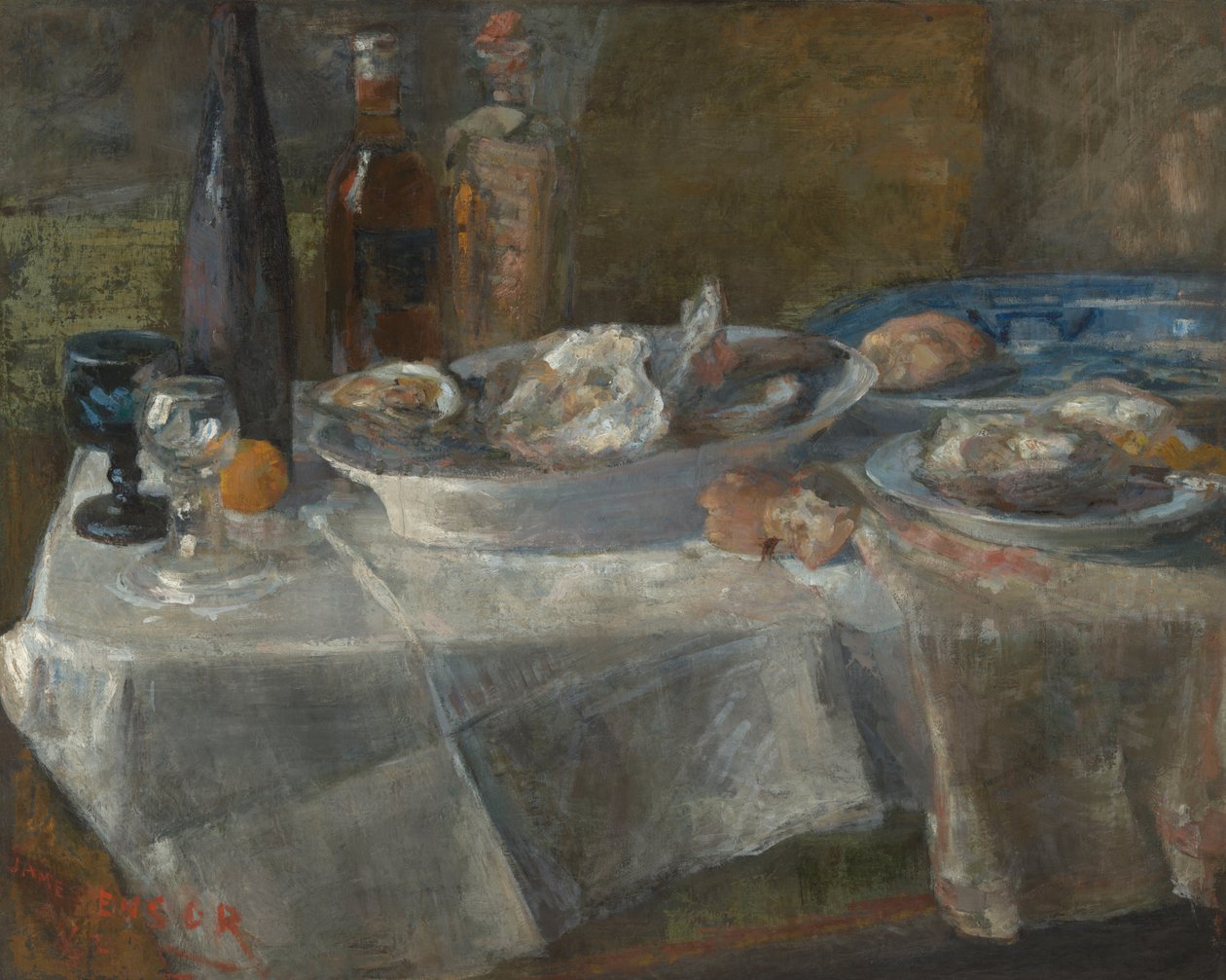 Stilleben med østers (lysundersøgelse) af James Ensor