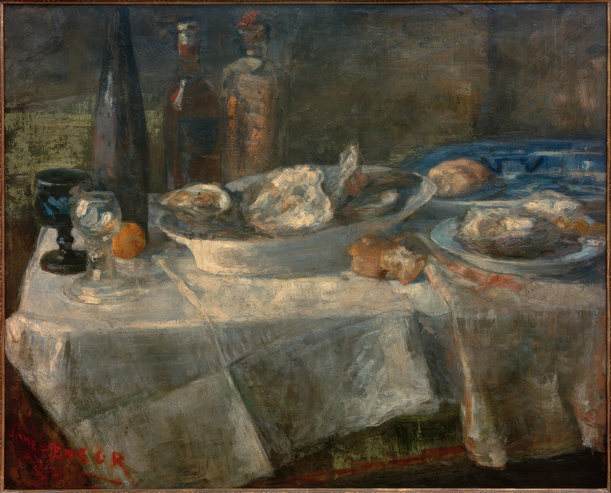 Stilleben med østers af James Sidney Ensor