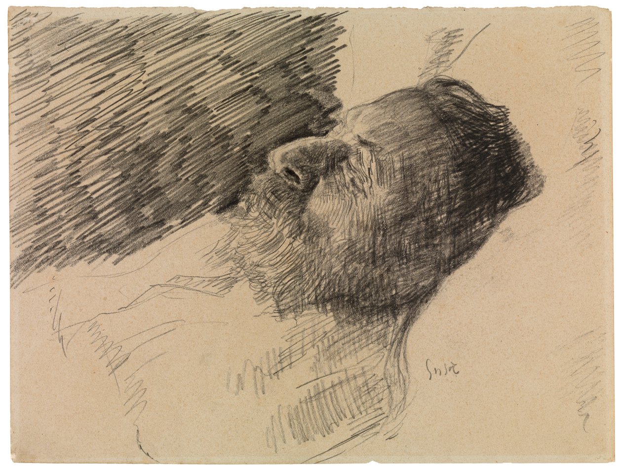 Kunstnerens far i døden (farveblyant på papir) af James Ensor