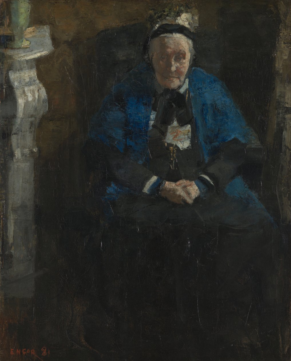 Kvinde med blåt sjal af James Ensor