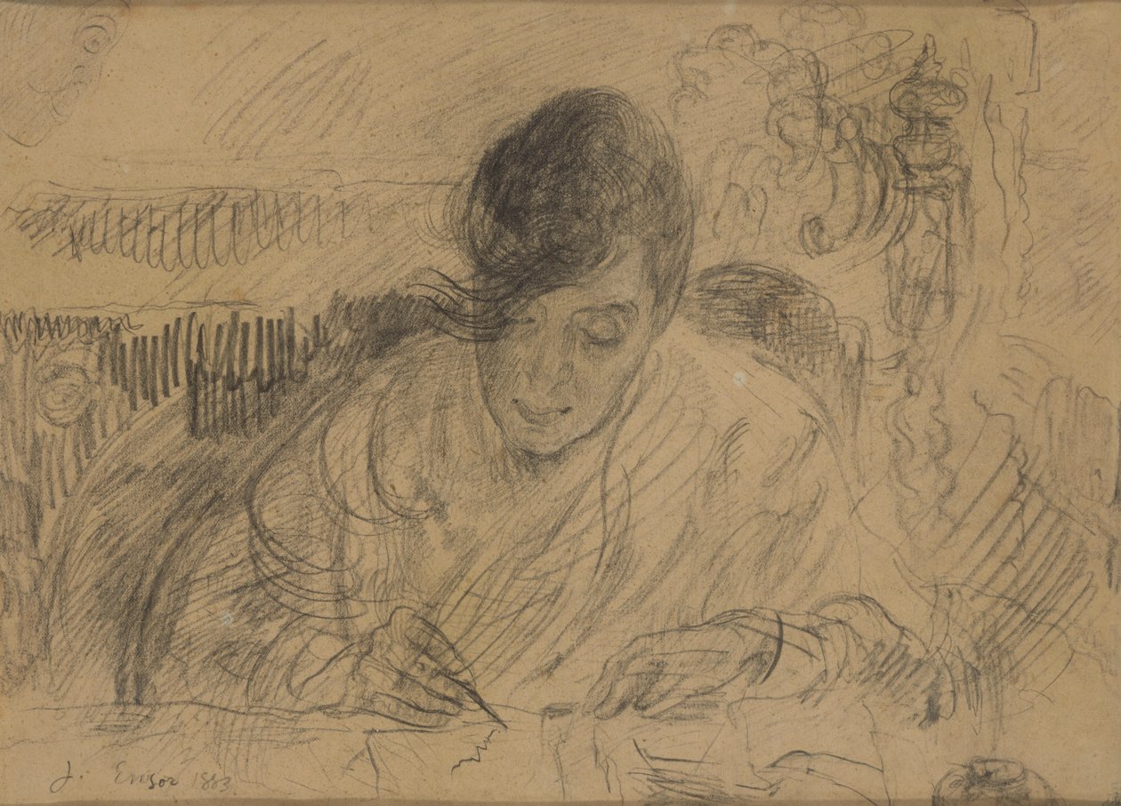 Kvinde, der skriver et brev (Ensors søster) af James Ensor