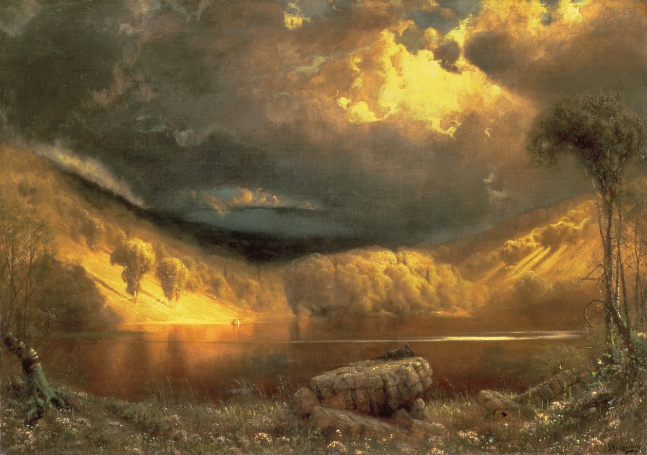 Stormfulde himmel over Echo Lake, White Mountains af James Fairman