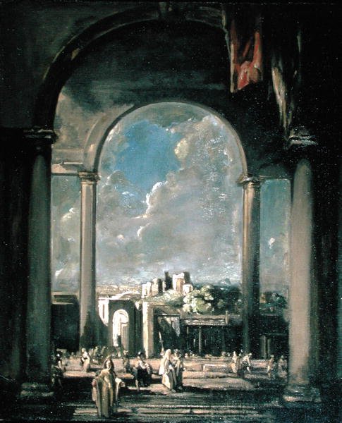 Figurer under en bue (olie på lærred) af James Ferrier Pryde