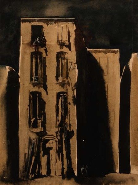 Slumkvarteret, ca. 1911 (akvarel) af James Ferrier Pryde