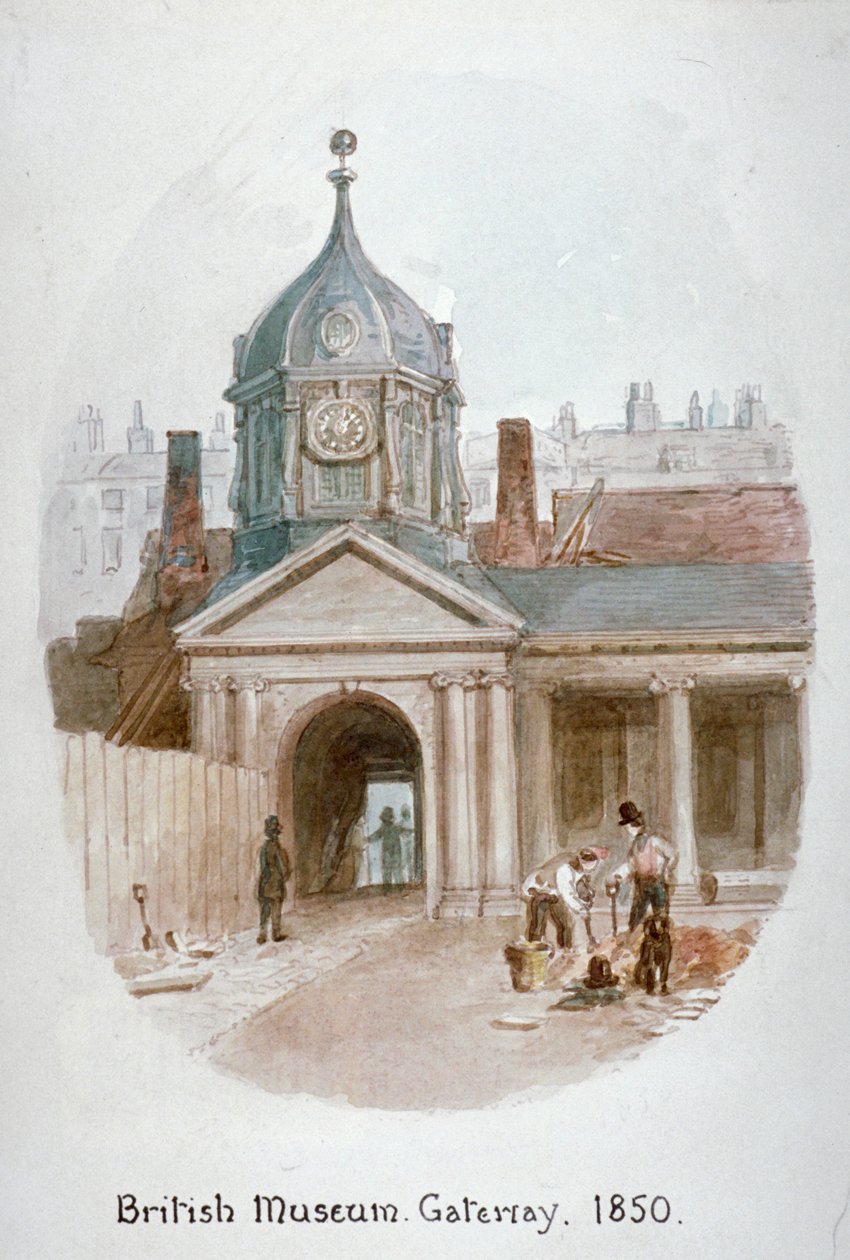 Porten til det gamle British Museum Montague House, Bloomsbury, London, 1850. af James Findlay