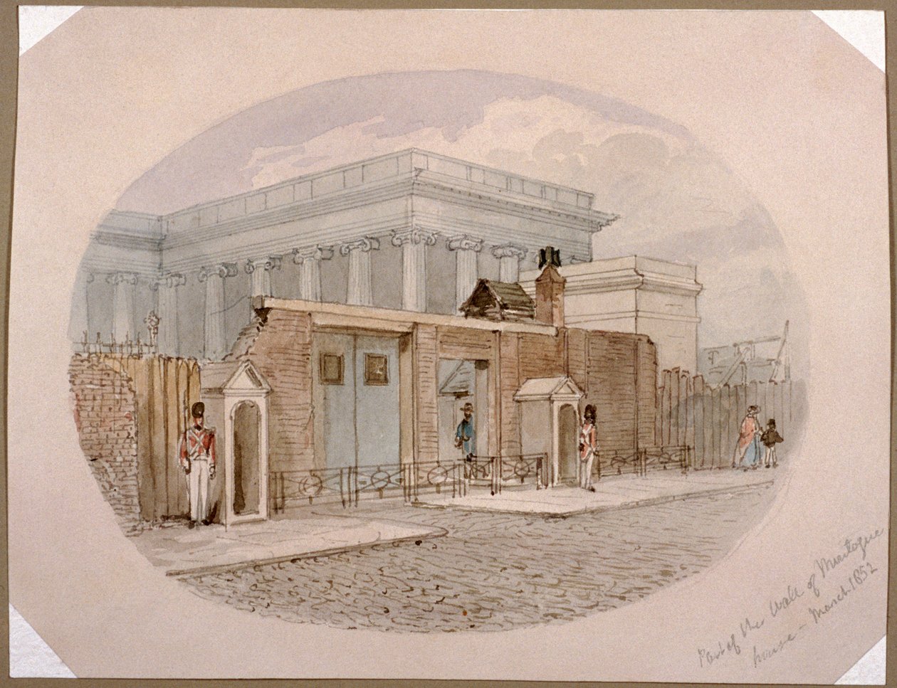 Montague House wall, British Museum, London, 1852 af James Findlay