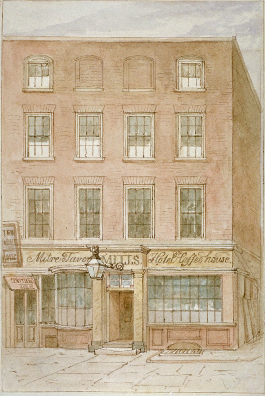 The Mitre Tavern, kaffehus og hotel på Mitre Court, Fleet Street, City of London, 1850 af James Findlay