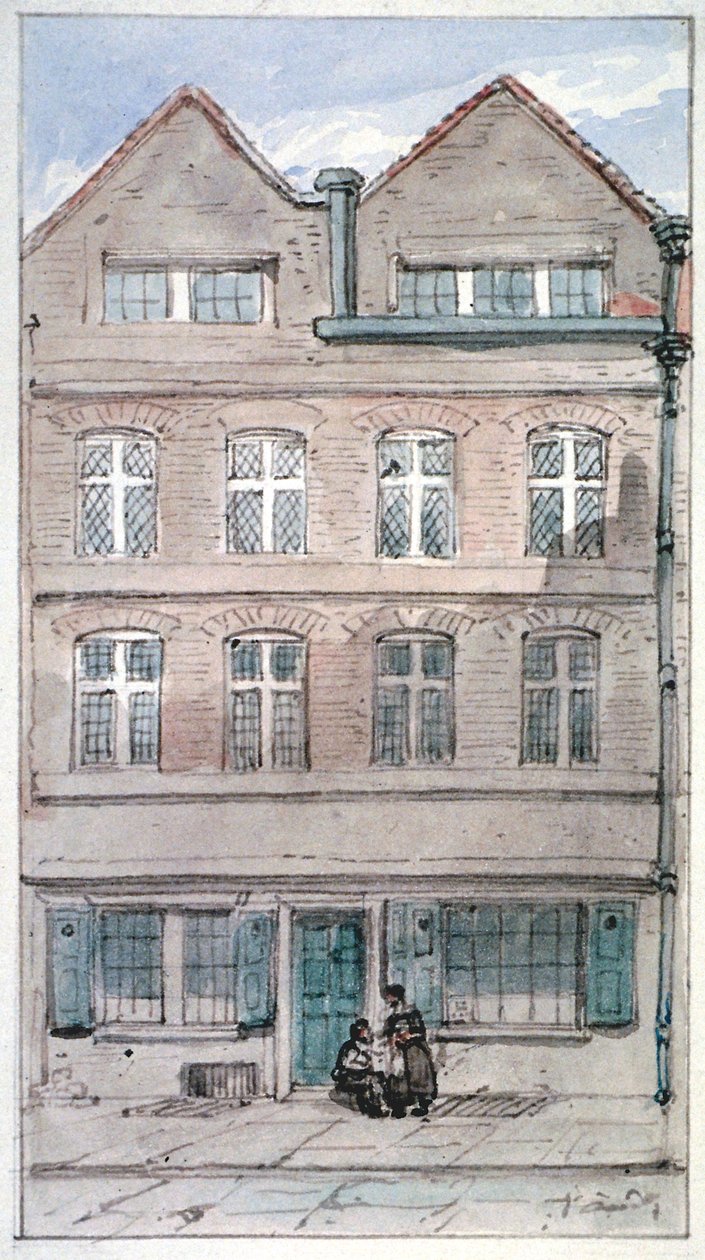 Udsigt over Blackhorse Alley nr. 2, Fleet Street, City of London, 1850 af James Findlay