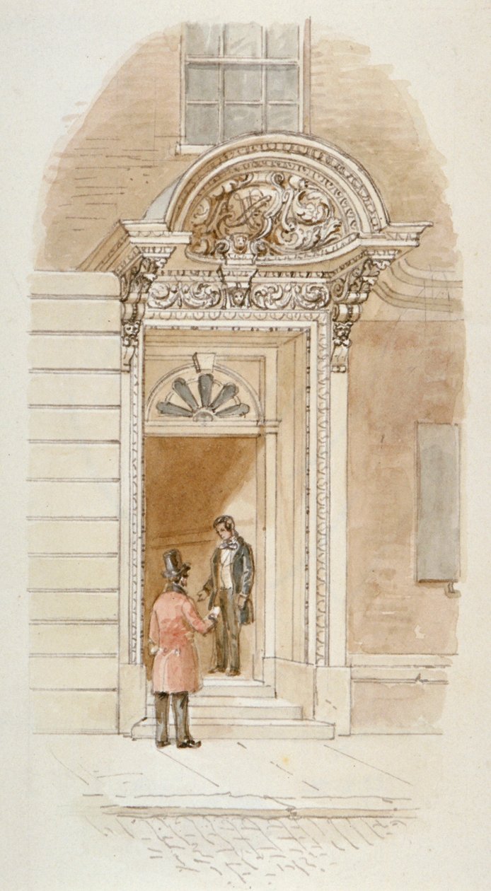 Udsigt over døråbningen til Mincing Lane nr. 4, City of London, 1840 af James Findlay