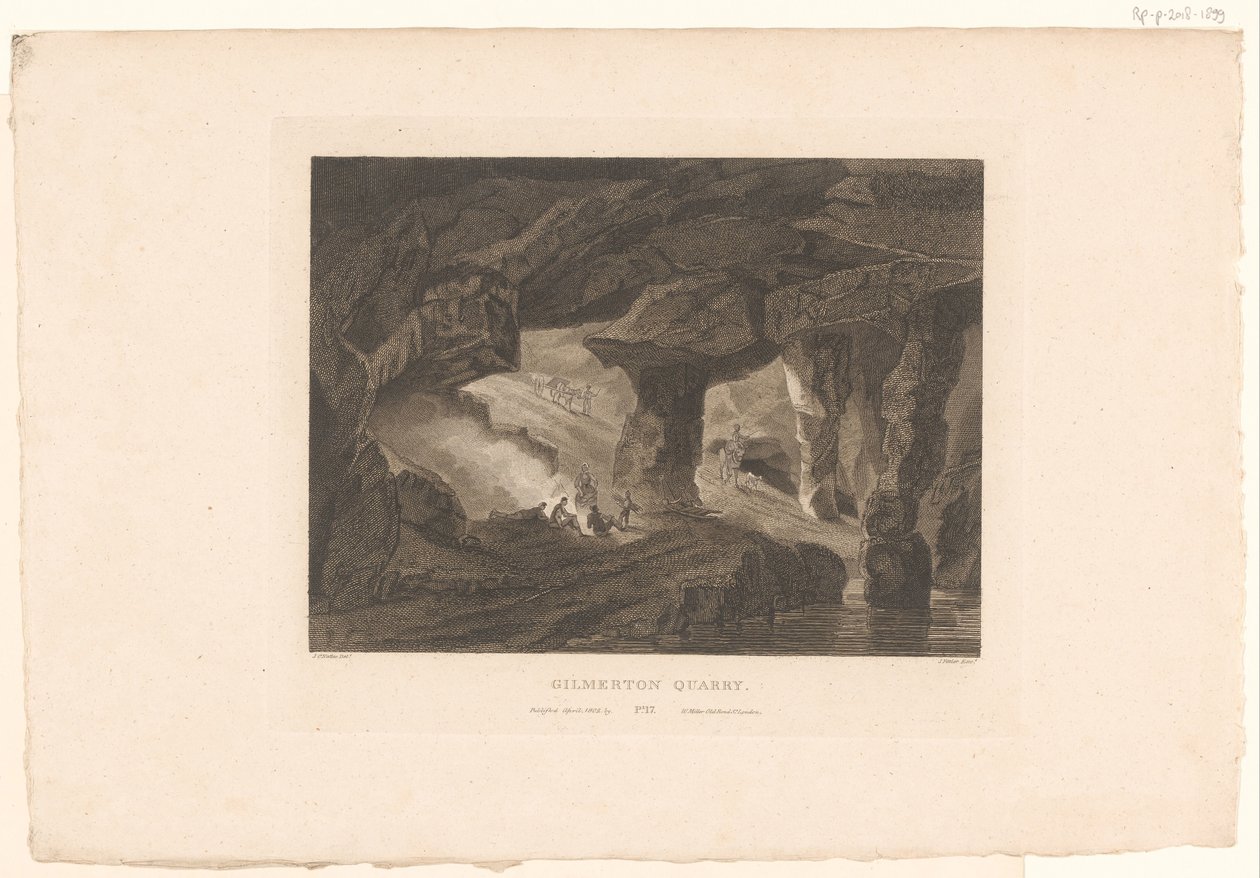 Udsigt over Gilmerton Quarry, nær Edinburgh Gilmerton Quarry (titel på objekt) af James Fittler