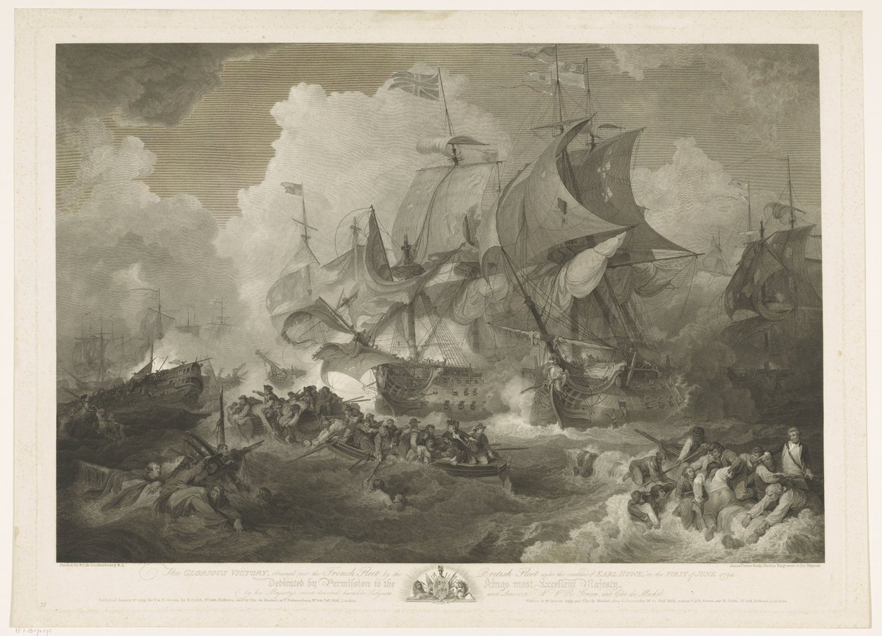 Den engelske flådes sejr over den franske flåde, 1794 af James Fittler