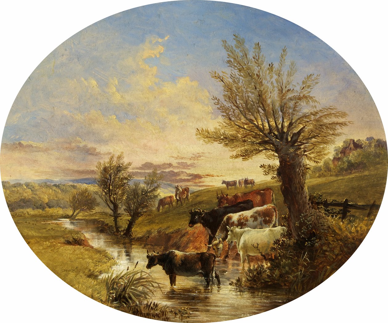 Landskab med bæk og kvæg, 1888 af James Flewitt Mullock