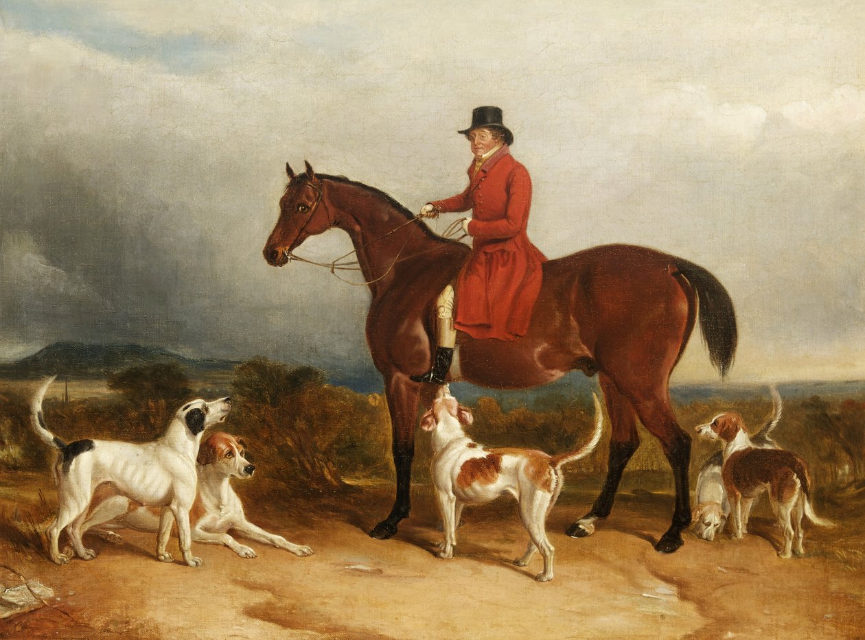 William Phillips fra Risca Manor, Monmouthshire med hunde, 1850-55 af James Flewitt Mullock
