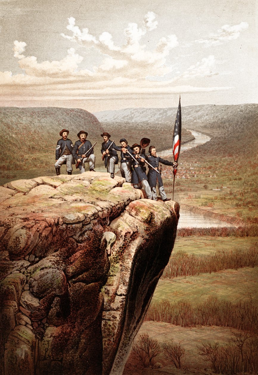 Union Soldiers på Lookout Mountain, Tennessee, pub. 1863 af James Fuller Queen