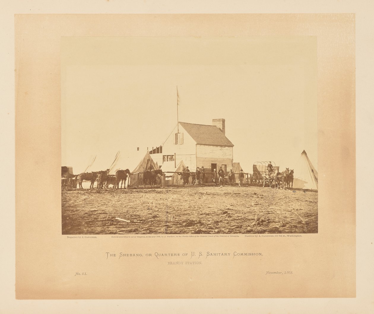 The Shebang, eller boligerne for U. S. Sanitary Commission, Brandy Station af James Gardner
