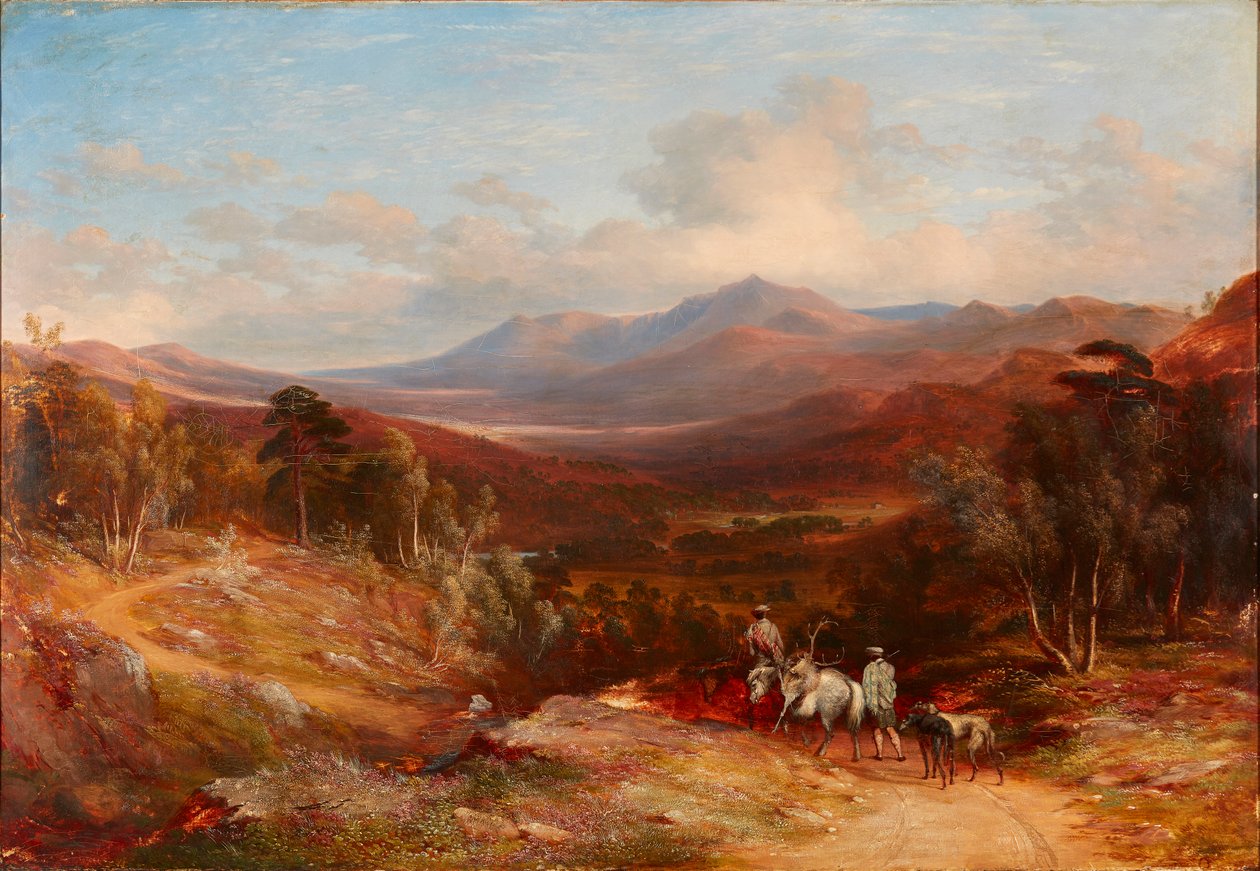 Lochnagar ser op Glen Gelder (olie på lærred) af James Giles