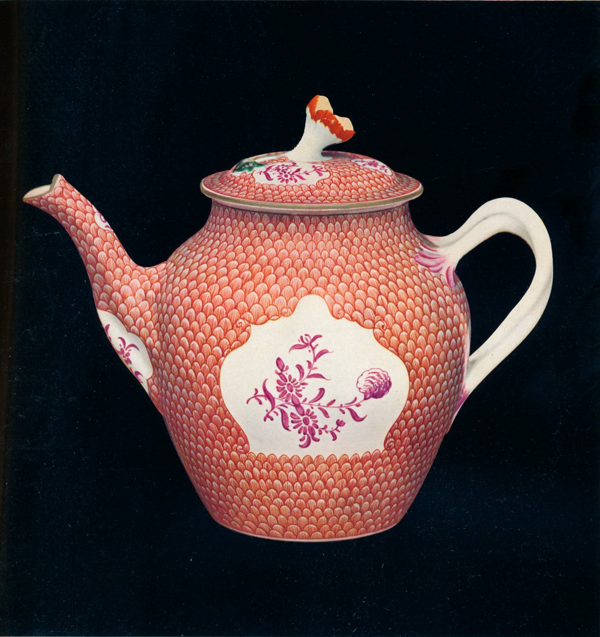 Worcester tekande og låg, c1770 af James Giles