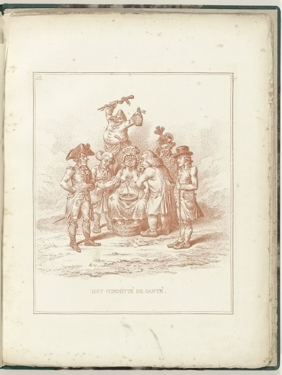 Sundhedsudvalget, 1795 The Committe de Santé (titel på objekt) Hollandia Regenerata (serietitel) af James Gillray (possibly)