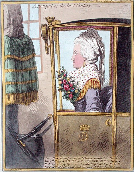 A Bouquet of the Last Century, udgivet af Hannah Humphrey i 1802 (håndfarvet radering) af James Gillray