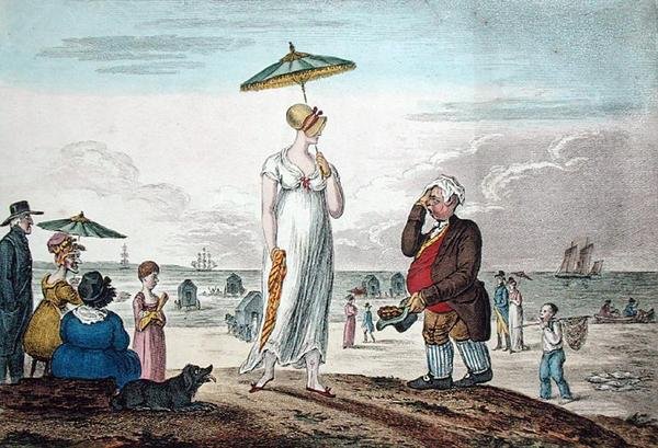 A Calm, udgivet af Hannah Humphrey i 1810 (håndfarvet radering) af James Gillray