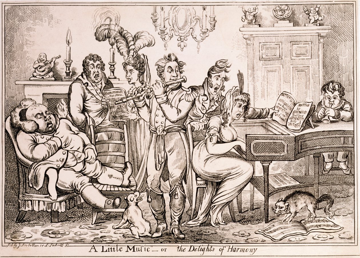 A Little Music or The Delights of Harmony, graveret af William Brocas, trykt i London af J. Sidebotham, 1810 af James Gillray